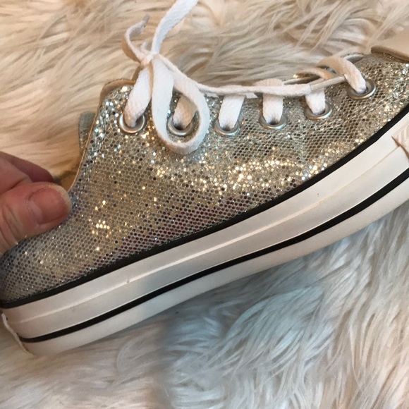 Converse Shoes - Converse silver sparkle sneakers 7